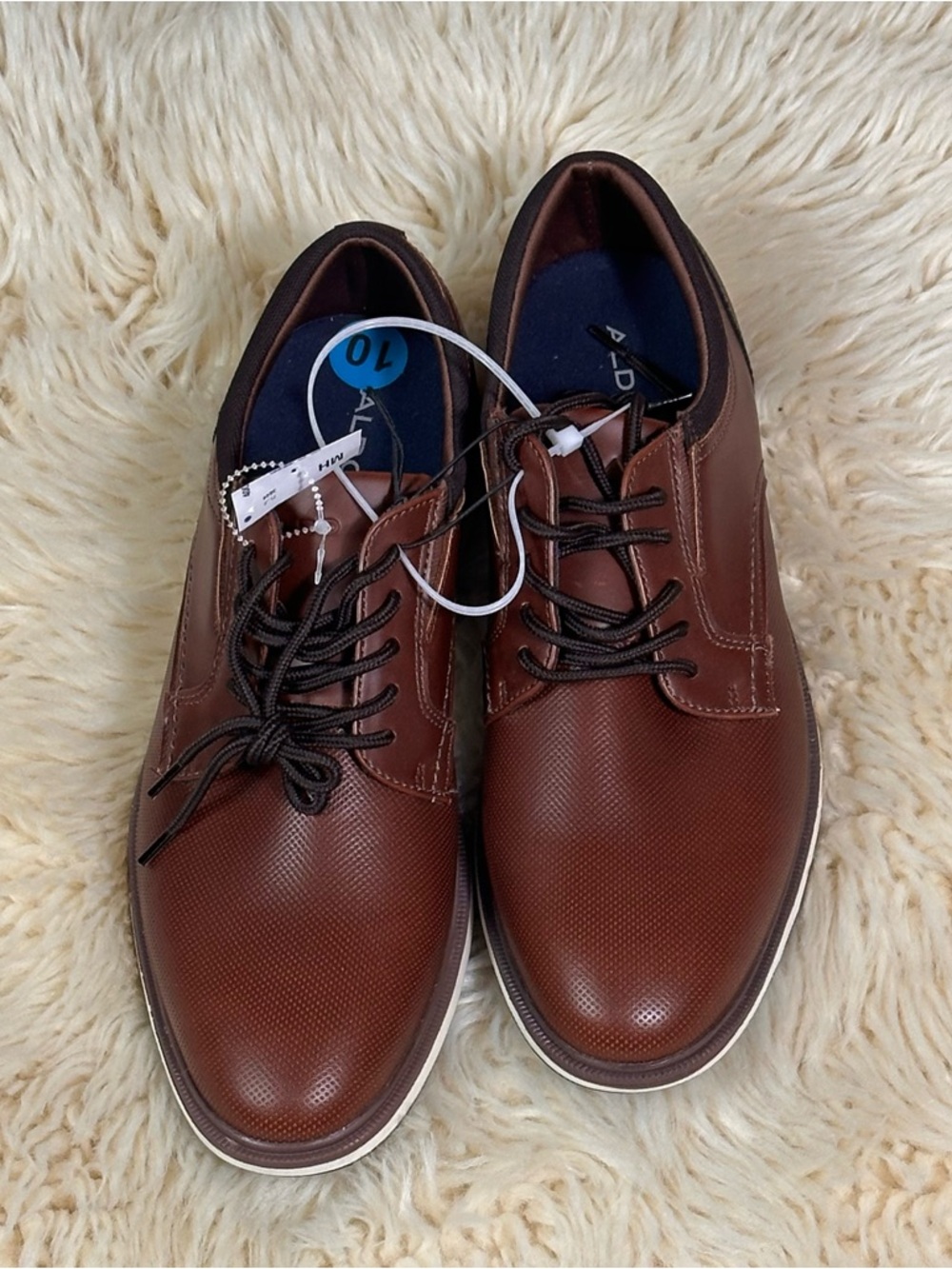 Aldo Men's Brown Textured Lace-Up Oxfords